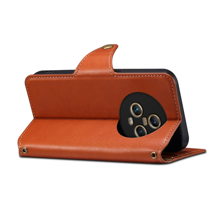 For Honor Magic5 Denior Cowhide Texture Wallet Style Leather Phone Case(Brown) by Denior