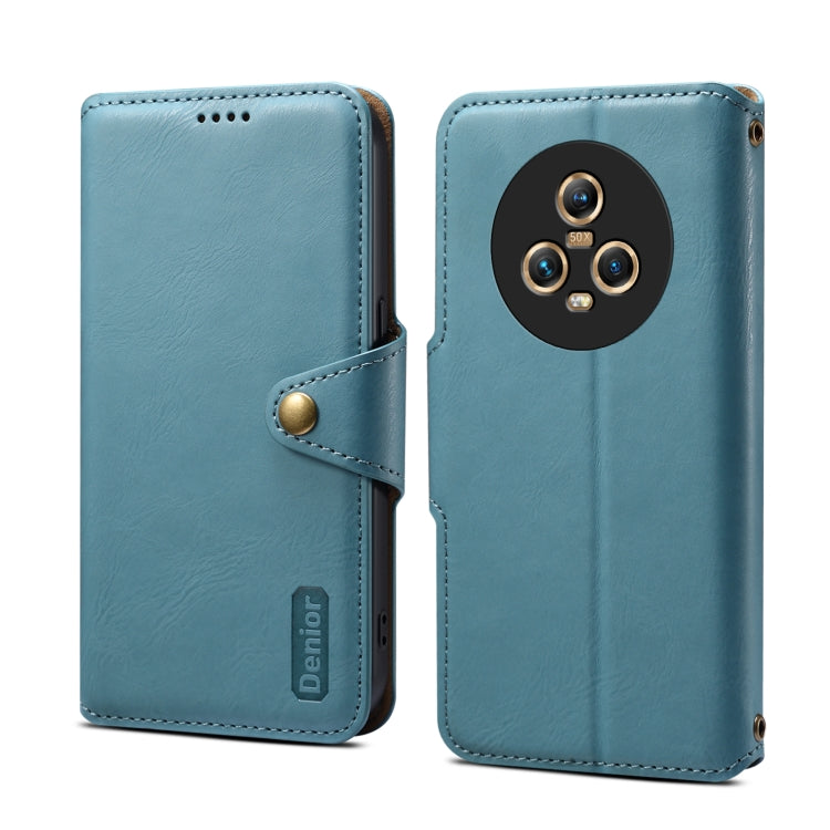 For Honor Magic5 Denior Cowhide Texture Wallet Style Leather Phone Case(Blue) by Denior