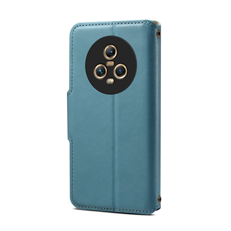 For Honor Magic5 Denior Cowhide Texture Wallet Style Leather Phone Case(Blue) by Denior