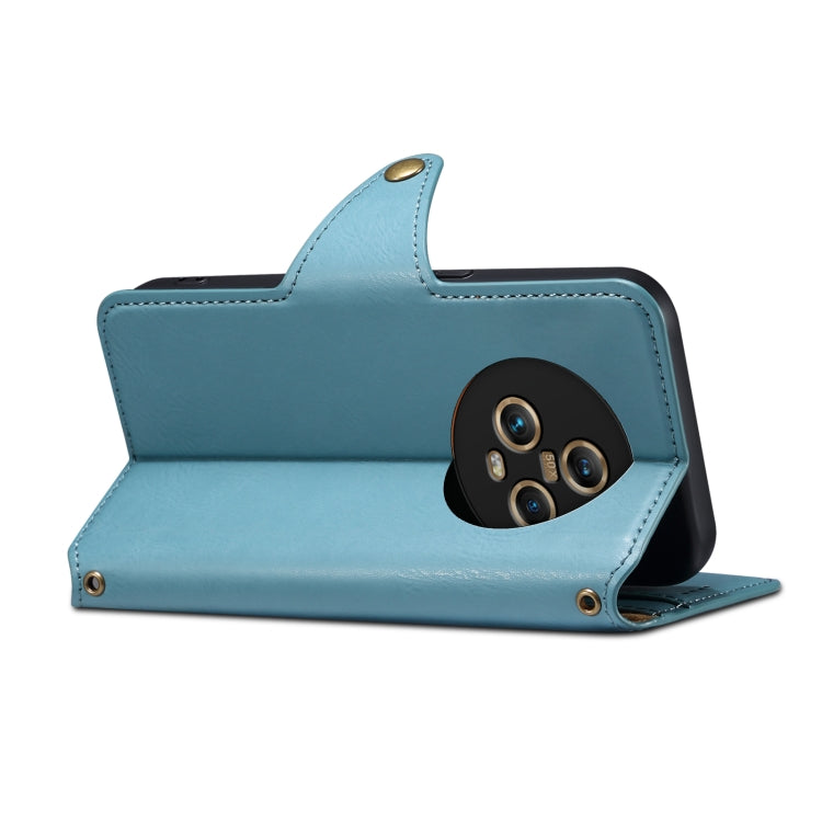 For Honor Magic5 Denior Cowhide Texture Wallet Style Leather Phone Case(Blue) by Denior