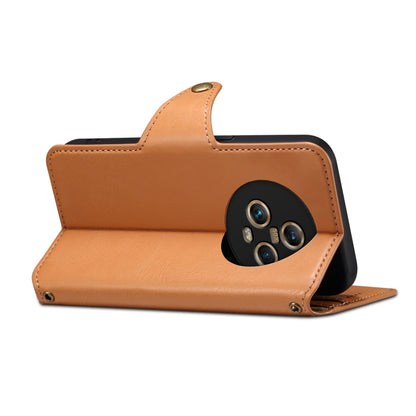 For Honor Magic5 Denior Cowhide Texture Wallet Style Leather Phone Case(Khaki) by Denior