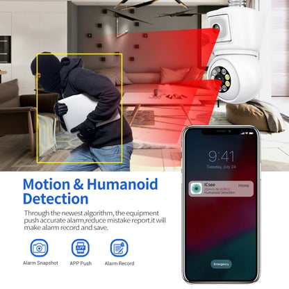 ESCAM QF202 E27 2x2MP Dual Lens Motion Detection Waterproof WiFi IP Two Way Audio Night Vision Camera(White) by ESCAM