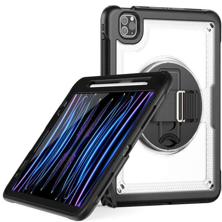 For iPad Air 2022 10.9 / Pro 11 2022 Honeycomb Hand Grip Turntable Stand Tablet Case(Transparent) by bashfashion
