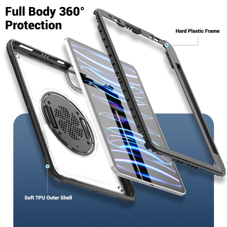 For iPad Air 2022 10.9 / Pro 11 2022 Honeycomb Hand Grip Turntable Stand Tablet Case(Transparent) by bashfashion