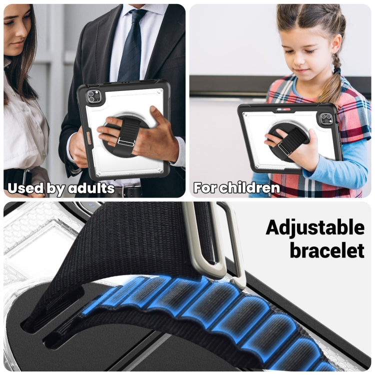 For iPad Air 2022 10.9 / Pro 11 2022 Honeycomb Hand Grip Turntable Stand Tablet Case(Transparent) by bashfashion