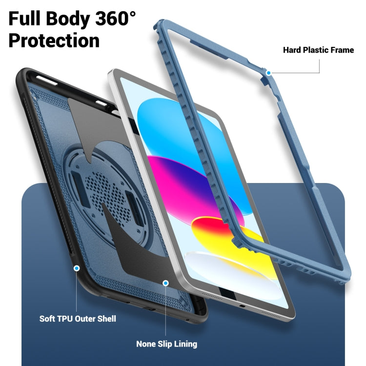 For iPad 2025 / 2022 Honeycomb Hand Grip Turntable Stand Tablet Case(Navy Blue) by bashfashion