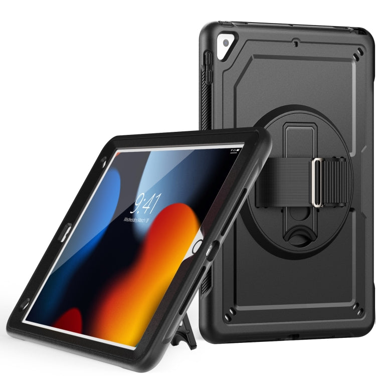For iPad 10.2 2021 / 2020 / 10.5 2019 Honeycomb Hand Grip Turntable Stand Tablet Case(Black) by bashfashion