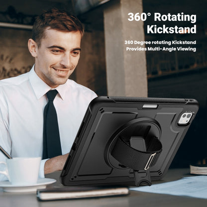 For iPad Pro 11 2025 / 2024 Honeycomb Hand Grip Turntable Stand Tablet Case(Black) by bashfashion