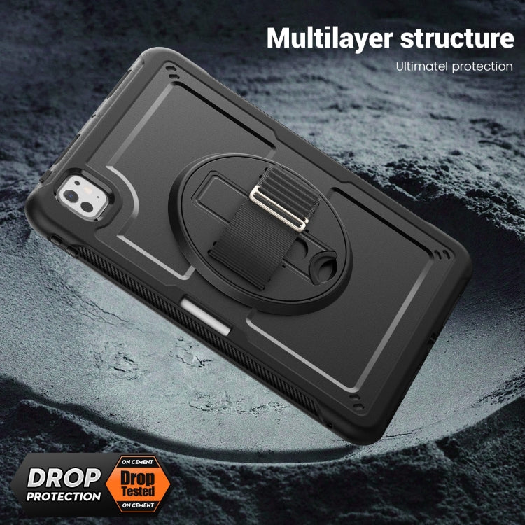 For iPad Pro 11 2025 / 2024 Honeycomb Hand Grip Turntable Stand Tablet Case(Black) by bashfashion