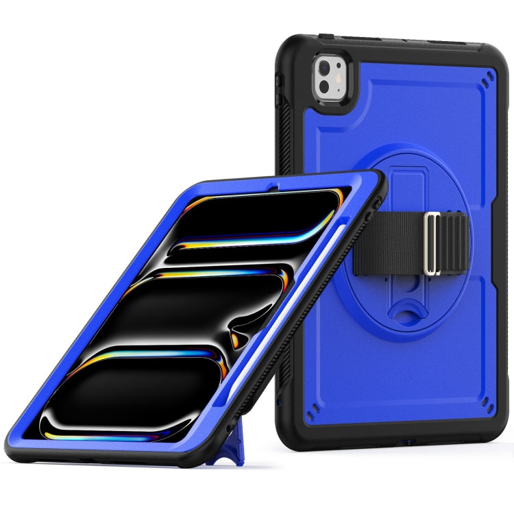 For iPad Pro 11 2025 / 2024 Honeycomb Hand Grip Turntable Stand Tablet Case(Dark Blue) by bashfashion