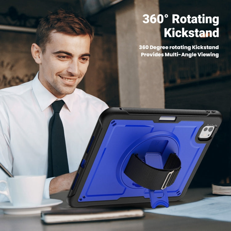 For iPad Pro 11 2025 / 2024 Honeycomb Hand Grip Turntable Stand Tablet Case(Dark Blue) by bashfashion