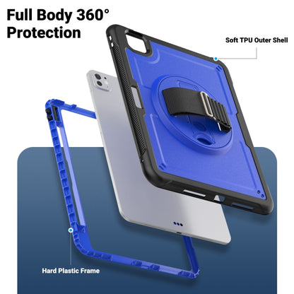For iPad Pro 11 2025 / 2024 Honeycomb Hand Grip Turntable Stand Tablet Case(Dark Blue) by bashfashion