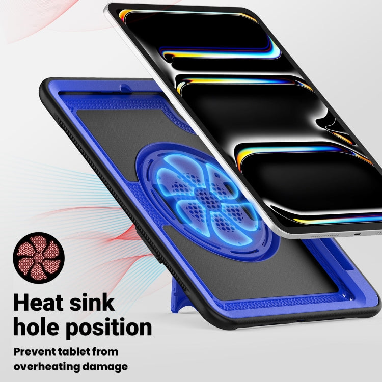 For iPad Pro 11 2025 / 2024 Honeycomb Hand Grip Turntable Stand Tablet Case(Dark Blue) by bashfashion