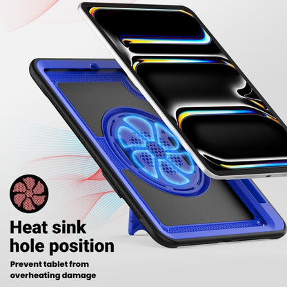 For iPad Pro 11 2025 / 2024 Honeycomb Hand Grip Turntable Stand Tablet Case(Dark Blue) by bashfashion