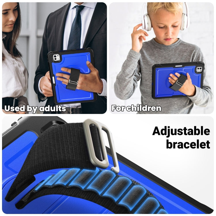 For iPad Pro 11 2025 / 2024 Honeycomb Hand Grip Turntable Stand Tablet Case(Dark Blue) by bashfashion