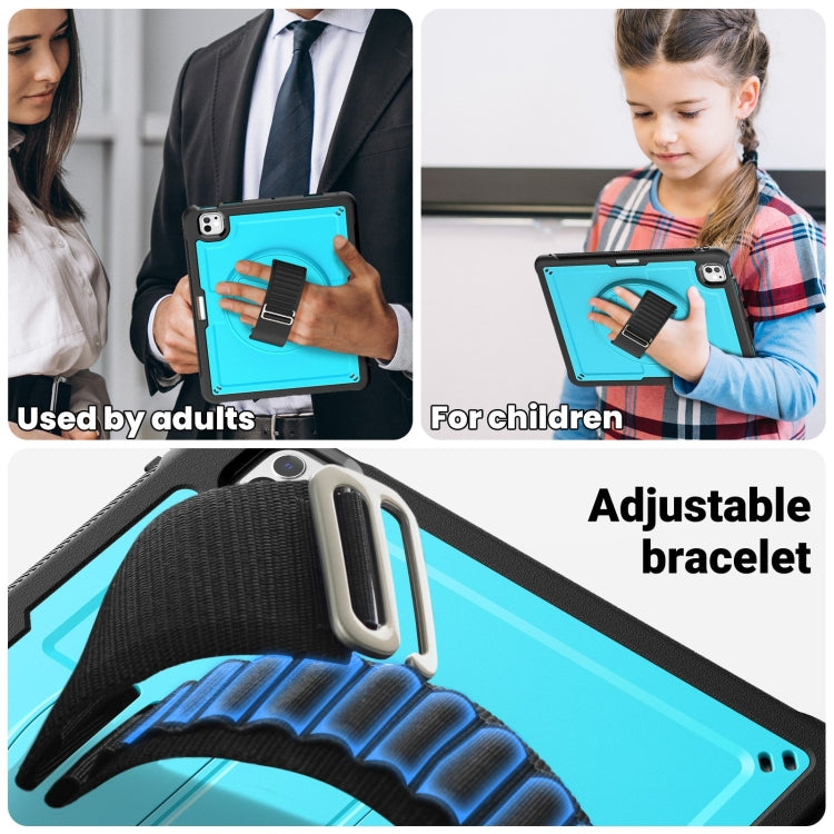 For iPad Pro 13 2025 / 2024 Honeycomb Hand Grip Turntable Stand Tablet Case(Light Blue) by bashfashion
