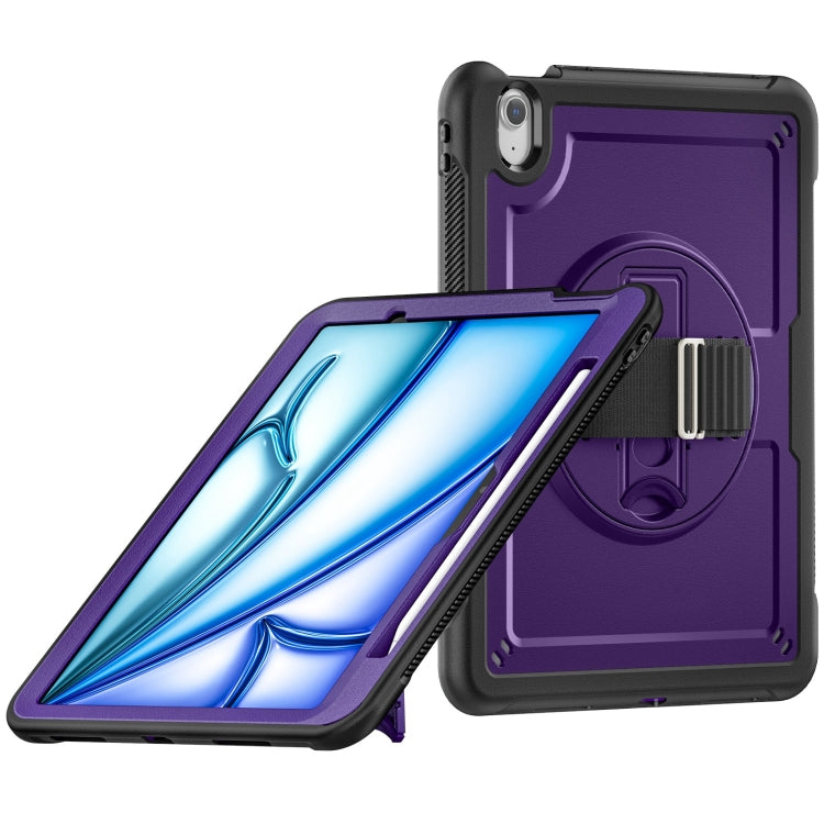 For iPad Air 11 2025 / 2024 Honeycomb Hand Grip Turntable Stand Tablet Case(Purple) by bashfashion