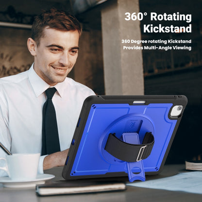 For iPad Air 13 2025 / 2024 Honeycomb Hand Grip Turntable Stand Tablet Case(Dark Blue) by bashfashion