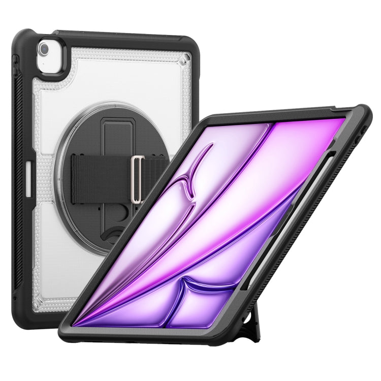 For iPad Air 13 2025 / 2024 Honeycomb Hand Grip Turntable Stand Tablet Case(Transparent) by bashfashion