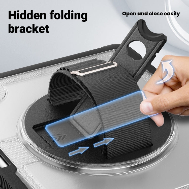 For iPad Air 13 2025 / 2024 Honeycomb Hand Grip Turntable Stand Tablet Case(Transparent) by bashfashion