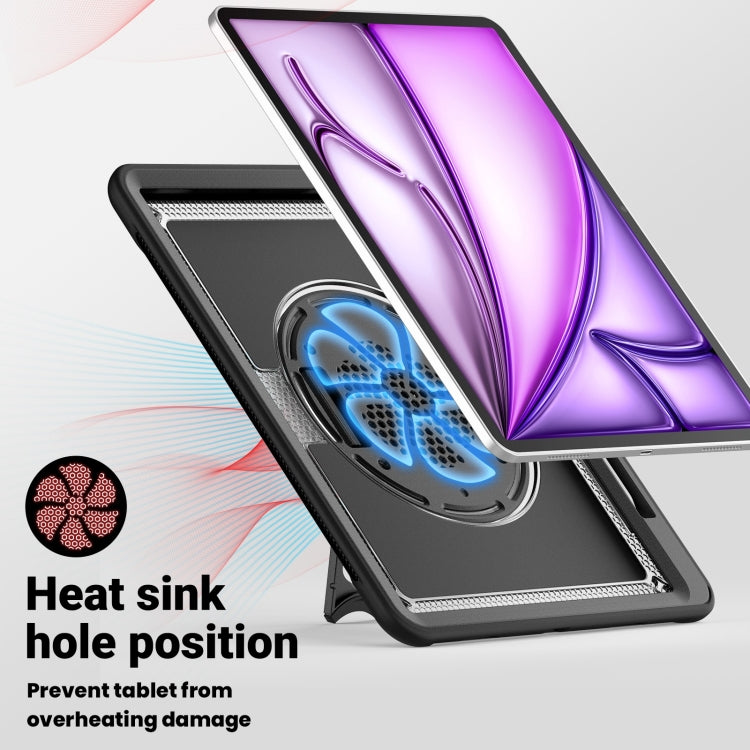 For iPad Air 13 2025 / 2024 Honeycomb Hand Grip Turntable Stand Tablet Case(Transparent) by bashfashion