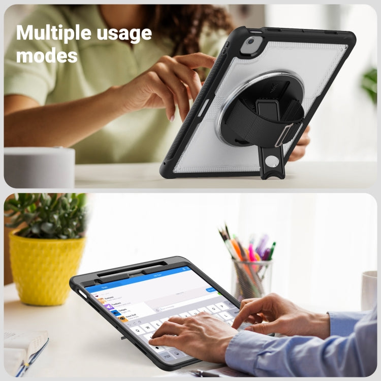 For iPad Air 13 2025 / 2024 Honeycomb Hand Grip Turntable Stand Tablet Case(Transparent) by bashfashion
