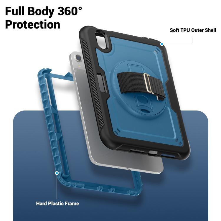 For iPad mini 2024 / mini 6 Honeycomb Hand Grip Turntable Stand Tablet Case(Navy Blue) by bashfashion