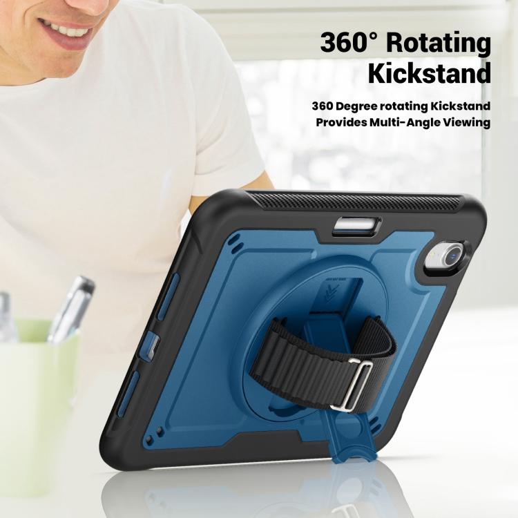 For iPad mini 2024 / mini 6 Honeycomb Hand Grip Turntable Stand Tablet Case(Navy Blue) by bashfashion