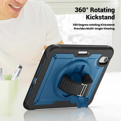 For iPad mini 2024 / mini 6 Honeycomb Hand Grip Turntable Stand Tablet Case(Navy Blue) by bashfashion