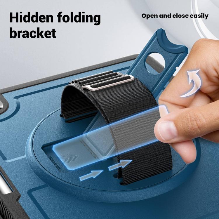 For iPad mini 2024 / mini 6 Honeycomb Hand Grip Turntable Stand Tablet Case(Navy Blue) by bashfashion