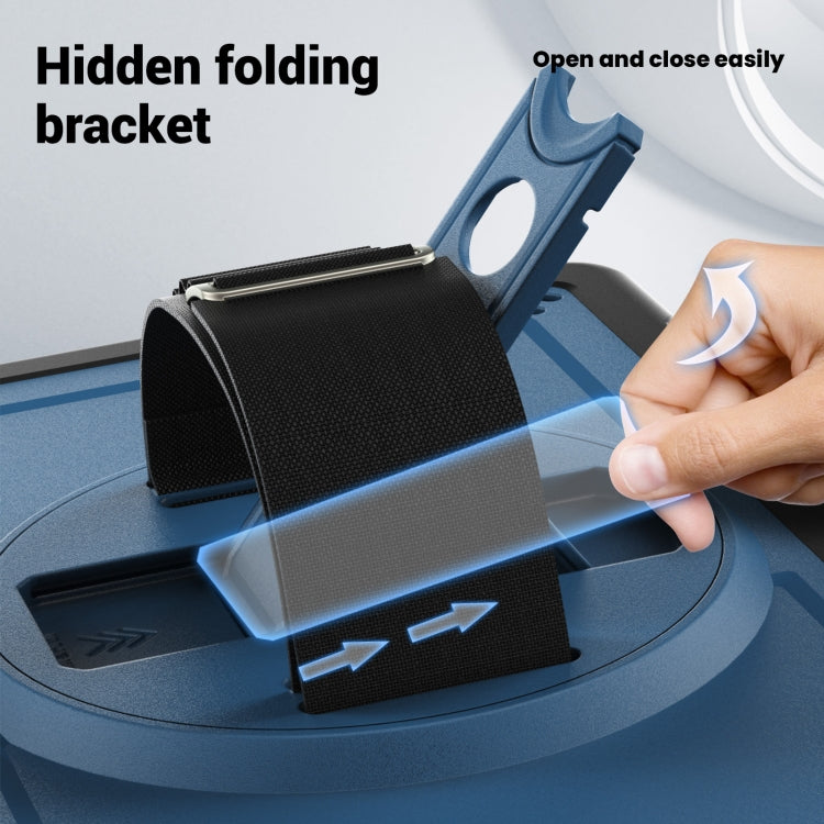 For Samsung Galaxy Tab A11+ / A9+ Honeycomb Hand Grip Turntable Stand Tablet Case(Navy Blue) by bashfashion