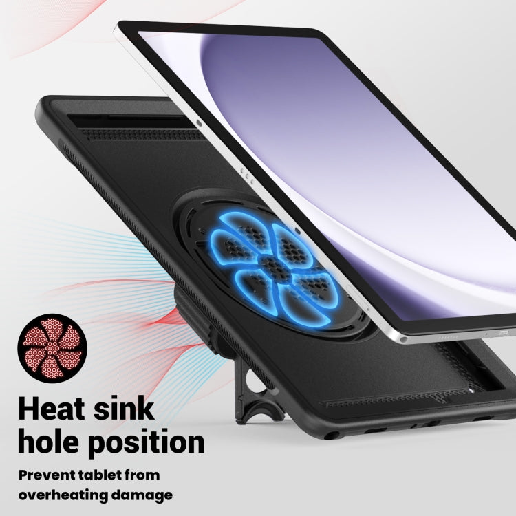 For Samsung Galaxy Tab A11+ / A9+ Honeycomb Hand Grip Turntable Stand Tablet Case(Black) by bashfashion