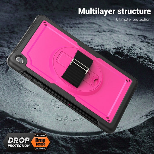 For Samsung Galaxy Tab A11+ / A9+ Honeycomb Hand Grip Turntable Stand Tablet Case(Rose Red) by bashfashion