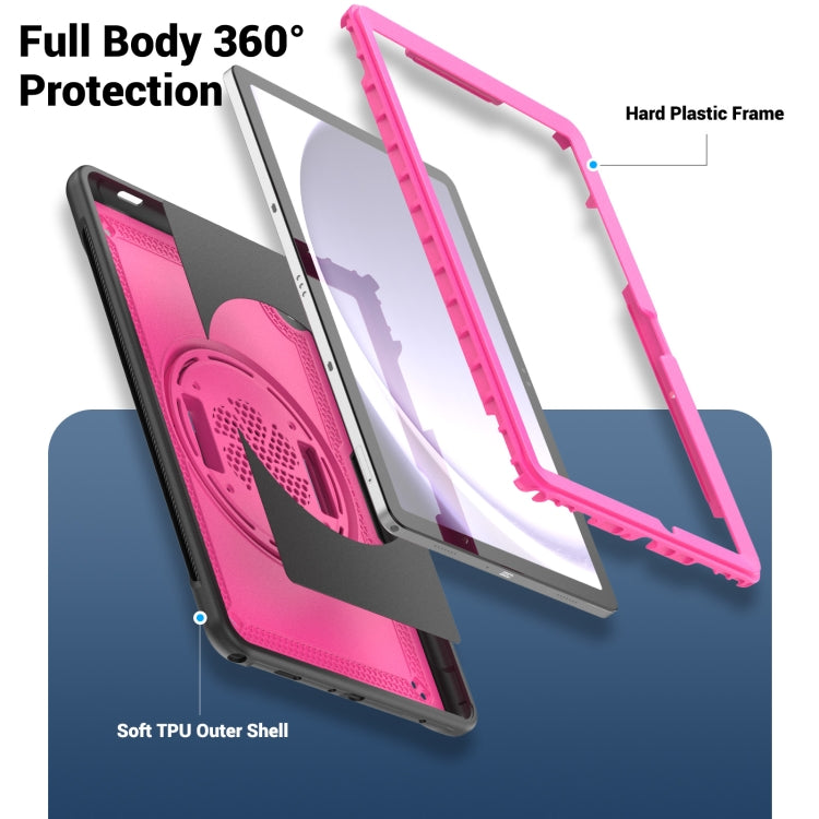 For Samsung Galaxy Tab A11+ / A9+ Honeycomb Hand Grip Turntable Stand Tablet Case(Rose Red) by bashfashion