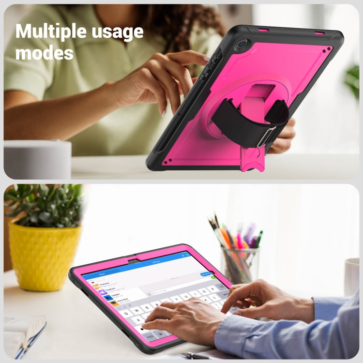 For Samsung Galaxy Tab A11+ / A9+ Honeycomb Hand Grip Turntable Stand Tablet Case(Rose Red) by bashfashion