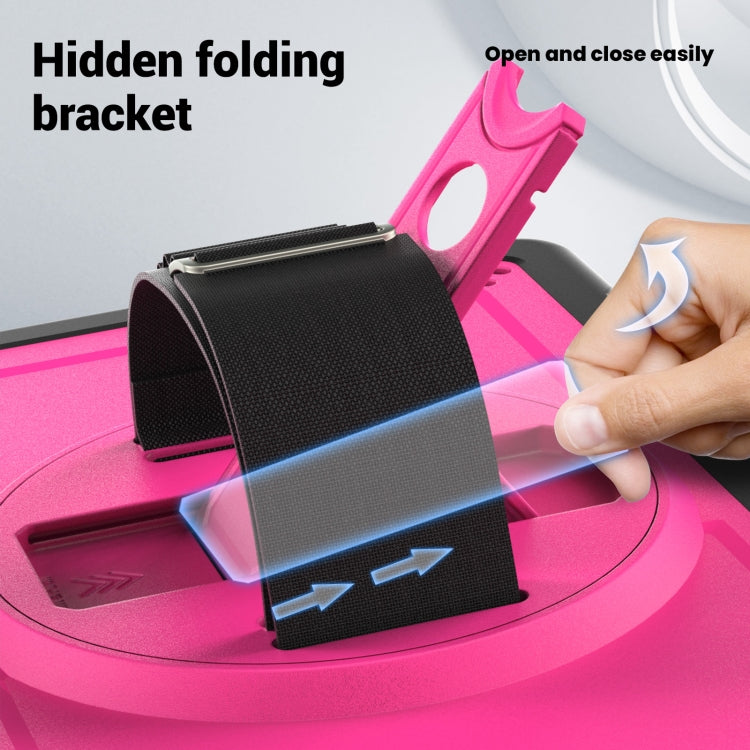 For Samsung Galaxy Tab A11+ / A9+ Honeycomb Hand Grip Turntable Stand Tablet Case(Rose Red) by bashfashion