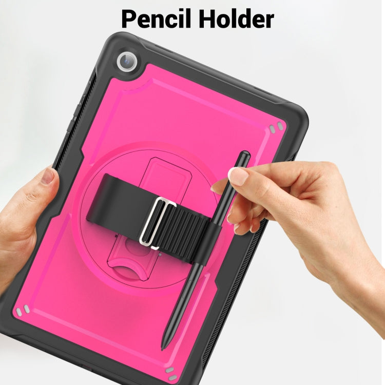 For Samsung Galaxy Tab A11+ / A9+ Honeycomb Hand Grip Turntable Stand Tablet Case(Rose Red) by bashfashion