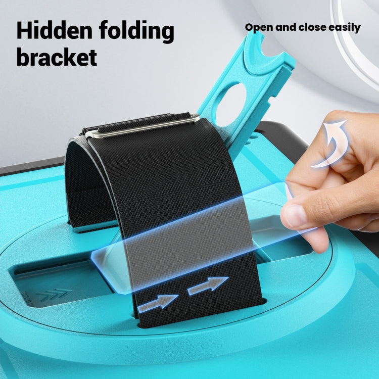 For Samsung Galaxy Tab A11+ / A9+ Honeycomb Hand Grip Turntable Stand Tablet Case(Light Blue) by bashfashion