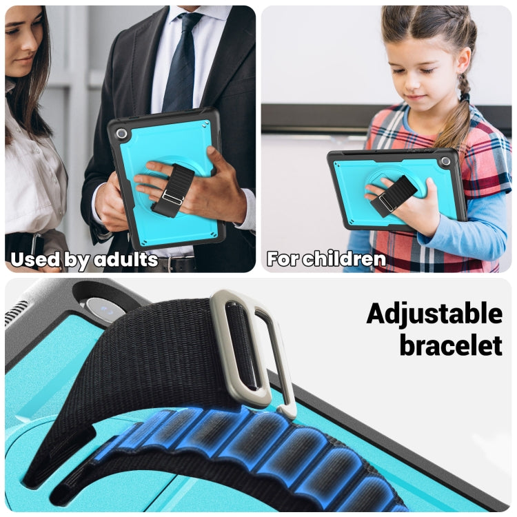 For Samsung Galaxy Tab A11+ / A9+ Honeycomb Hand Grip Turntable Stand Tablet Case(Light Blue) by bashfashion