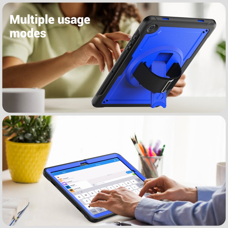 For Samsung Galaxy Tab A11+ / A9+ Honeycomb Hand Grip Turntable Stand Tablet Case(Dark Blue) by bashfashion