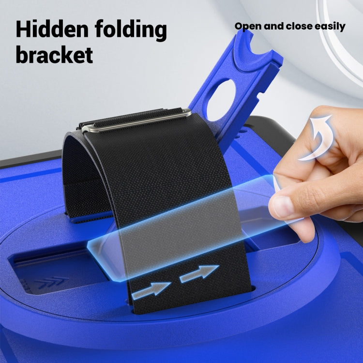 For Samsung Galaxy Tab A11+ / A9+ Honeycomb Hand Grip Turntable Stand Tablet Case(Dark Blue) by bashfashion