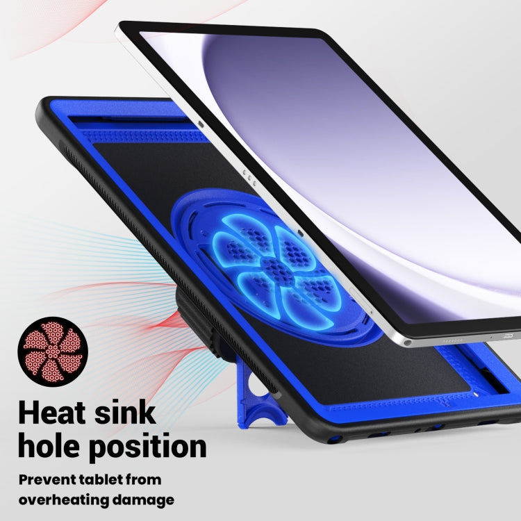 For Samsung Galaxy Tab A11+ / A9+ Honeycomb Hand Grip Turntable Stand Tablet Case(Dark Blue) by bashfashion