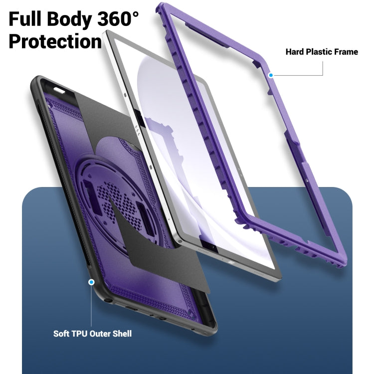 For Samsung Galaxy Tab A11+ / A9+ Honeycomb Hand Grip Turntable Stand Tablet Case(Purple) by bashfashion