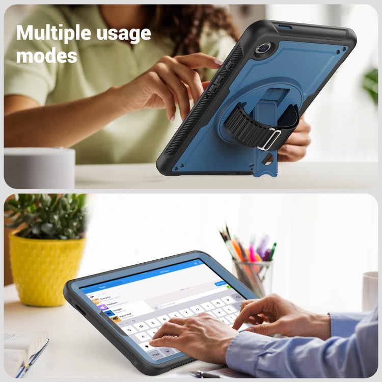 For Samsung Galaxy Tab A11 / A9 Honeycomb Hand Grip Turntable Stand Tablet Case(Navy Blue) by bashfashion