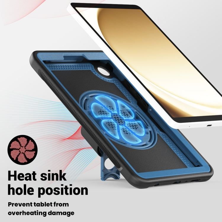 For Samsung Galaxy Tab A11 / A9 Honeycomb Hand Grip Turntable Stand Tablet Case(Navy Blue) by bashfashion