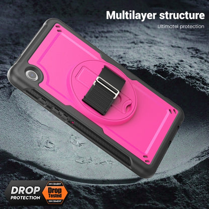 For Samsung Galaxy Tab A11 / A9 Honeycomb Hand Grip Turntable Stand Tablet Case(Rose Red) by bashfashion