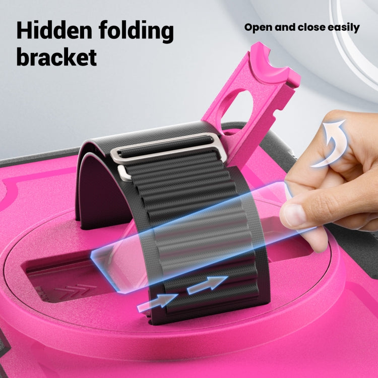 For Samsung Galaxy Tab A11 / A9 Honeycomb Hand Grip Turntable Stand Tablet Case(Rose Red) by bashfashion