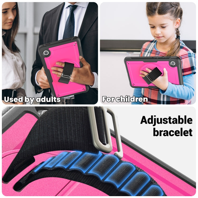 For Samsung Galaxy Tab A11 / A9 Honeycomb Hand Grip Turntable Stand Tablet Case(Rose Red) by bashfashion