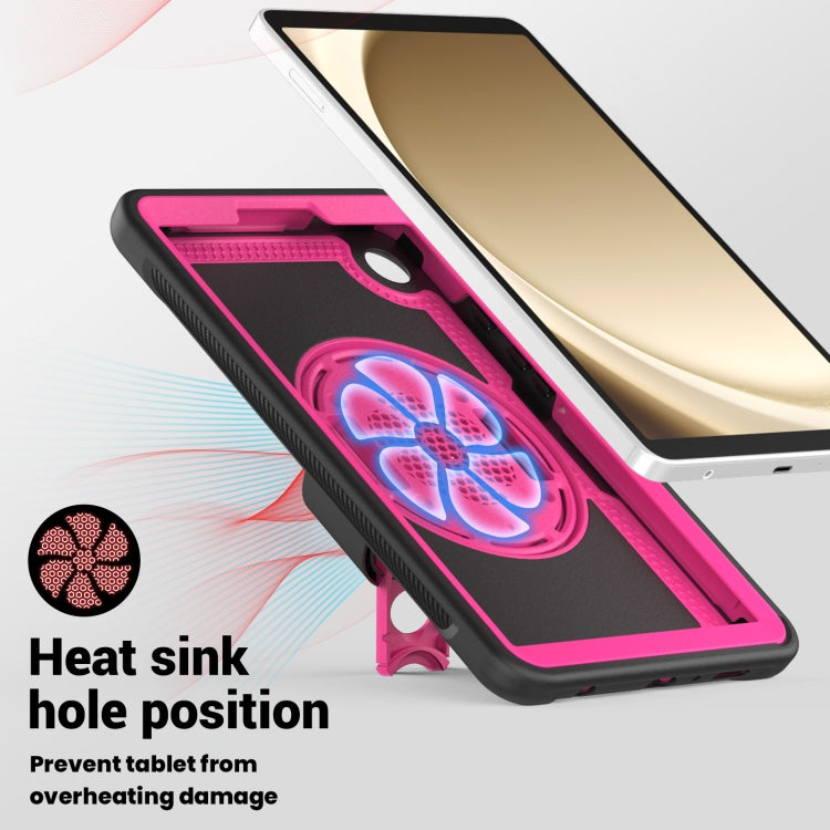 For Samsung Galaxy Tab A11 / A9 Honeycomb Hand Grip Turntable Stand Tablet Case(Rose Red) by bashfashion