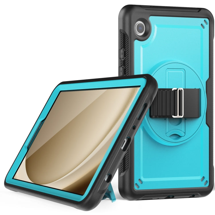 For Samsung Galaxy Tab A11 / A9 Honeycomb Hand Grip Turntable Stand Tablet Case(Light Blue) by bashfashion